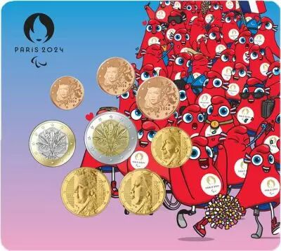 Frankreich Mint Paralympic mascot  - Paris 2024 - Miniset BU 2024 (MDP) with Nouvelles Faces