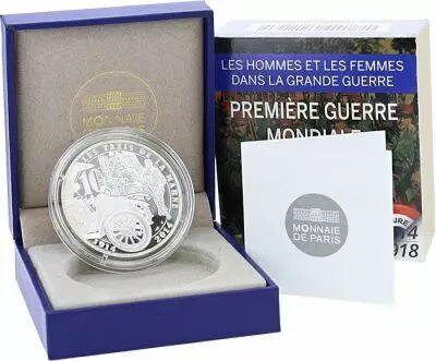 Frankreich Mint THE GREAT WAR, THE TAXIS OF THE MARNE - 10 Euros Silver BE 2014 (MDP)
