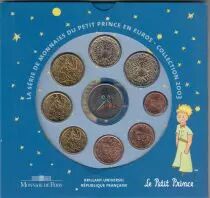 Frankreich Monnaie de Paris BU Set 2003 Petit Prince - 8 coins and 1 token - open and used