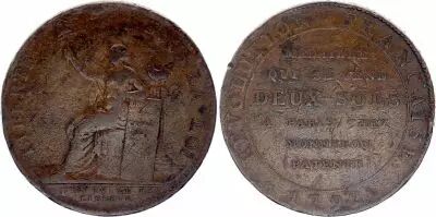Frankreich Monneron de 2 sols - 1792