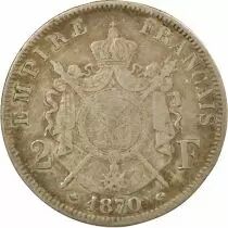 Frankreich Napoleon III - 2 Silver Franc, Laureate Head - 1870 A Paris
