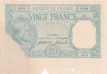 Frankreich Proof of 20 Francs Bayard uniface - without watermark