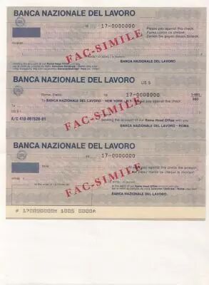 Frankreich S�rie 3 ch�ques de la Banca Nazionale del Lavoro - 1981