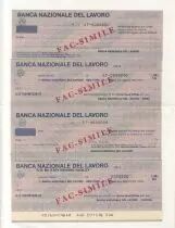 Frankreich S&eacute;rie 4 ch&egrave;ques de la Banca Nazionale del Lavoro - 1981