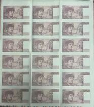 Frankreich Sheet of 18 x 20 Francs Debussy - Proof of the back