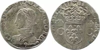 Frankreich Teston Charles IX - 1563 - 9 Rennes  - Silver  - 2 nd type - F to VF