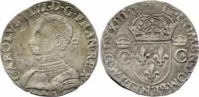 Frankreich Teston Charles IX - 1573 M Toulouse  - Silver  - 2nd type - F to VF