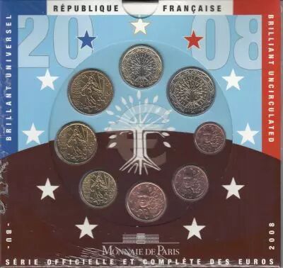 Frankreich UNC Set France 2008 - 8 euro coins