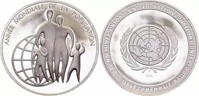Frankreich World Population year 1974 - United Nations - Silver - French Edition