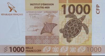 Franz�sische Polynesien 1,000 francs - Manta ray - Turtle - Horned parakeet - Kagu - ND(2014) - K6 series