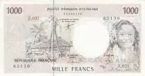 Franz&ouml;sische Polynesien 1000 Francs Tahitian woman - Error note - Serial Z.021