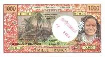 Franz&ouml;sische Polynesien 1000 Francs Tahitian woman - Hut - Specimen Jurgensen - 1985