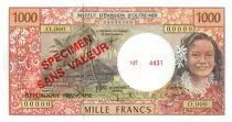 Franz&ouml;sische Polynesien 1000 Francs Tahitian woman - Hut - Specimen