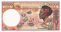 Franz&ouml;sische Polynesien 10000 Francs - Tahitian girl - Fishs - ND (1985) - Serial B.1 - P.4a