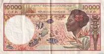 Franz&ouml;sische Polynesien 10000 Francs - Tahitian girl - Fishs - ND (2002-2003) - Serial T.001 - P.4d