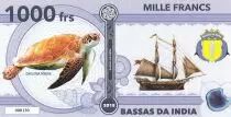 Franz&ouml;sische S&uuml;dliche Erden 1000 Francs Bassas da India, turtle, boat - 2018 - Fantaisy