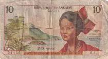 Franz&ouml;sischen Antillen 10 Francs - Girl, sugar cane - ND (1964) - Serial M.4 - P.8b