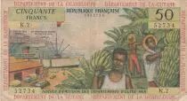 Franz�sischen Antillen 50 Francs Banana harvest - 1964 - Serial K.2 - Fine - P.9 b