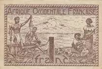 Franz&ouml;sisches Westafrika 1 franc - Fishermen in boats - 1944 - P.34a
