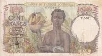 Franz�sisches Westafrika 100 Francs - African, pineapple - Family - 27-12-1948 - Serial Y.5501 - V to VF - P.40