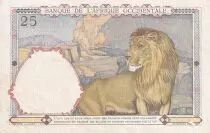 Franz&ouml;sisches Westafrika 25 Francs - Man and horse, Lion - Blue numerals - 1937 - Serial V.445 - VF+ - P.22