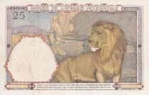 Franz&ouml;sisches Westafrika 25 Francs - Man and horse, Lion - Blue numerals - 1939 - Serial W.1229 - VF+ - P.22