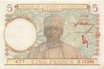 Franz&ouml;sisches Westafrika 5 Francs - 02-03-1943 - P.26