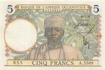 Franz&ouml;sisches Westafrika 5 Francs - 10-03-1938 - P.21