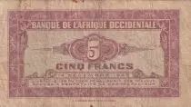 Franz&ouml;sisches Westafrika 5 Francs - African - 14-12-1942 - Serial AR