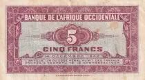 Franz�sisches Westafrika 5 Francs - African - 1942 - VF - Serial P - P.28a