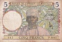 Franz&ouml;sisches Westafrika 5 Francs - African - Weaving - March 10, 1938 - Series P.6041
