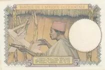 Franz&ouml;sisches Westafrika 5 Francs - Coffee - Man weaver - 10-03-1938 - Serial F.5977 - P.21