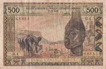 Franz&ouml;sisches Westafrika 500 Francs - Farmers, mask - 23-10-1956 - Serial D.1 - P.47