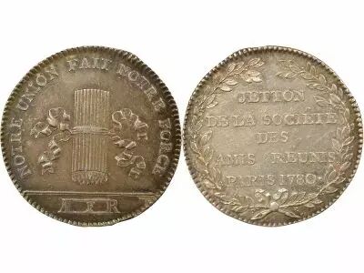 Freemason - Silver Token, Les Amis R�unis - 1780 Paris