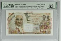 French Antilles 1 NF on 100 Francs - La Bourdonnais - Specimen - ND (1961) - P.1 - PMG 63