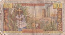 French Antilles 10 Francs - Girl, sugar cane - ND (1964) - Serial M.4 - P.8b