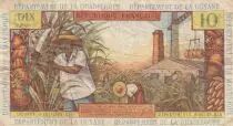 French Antilles 10 Francs Girl, sugar cane - 1964 - Serial R.6 - F to VF - P.8b