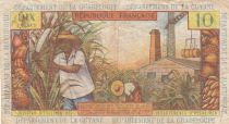 French Antilles 10 Francs Girl, sugar cane - 1964 - Serial T.6 - F to VF - P.8b