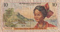 French Antilles 10 Francs Girl, sugar cane - 1964 - Serial V.5 - F - P.8b