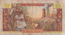 French Antilles 10 Francs Girl, sugar cane - 1964 - Serial V.5 - P.8b