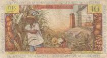 French Antilles 10 Francs Girl, sugar cane - 1964 - Serial Y.6 - F to VF - P.8b
