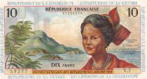French Antilles 10 Francs Girl, sugar cane - 1964 - Serial Y.7 - UNC - P.8