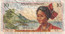 French Antilles 10 Francs Girl, sugar cane - 1964 - Varieties serials - P.8b