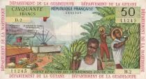 French Antilles 50 Francs - Banana harvest  - ND (1964) - Serial B.2 - P.9a