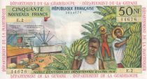 French Antilles 50 NF - Banana harvest - 1962 - Serial E.2 - UNC - P.6a