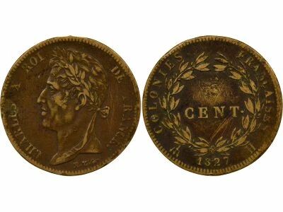 French Colonies French Antilles, Charles X - 5 Centimes - 1827 H La Rochelle