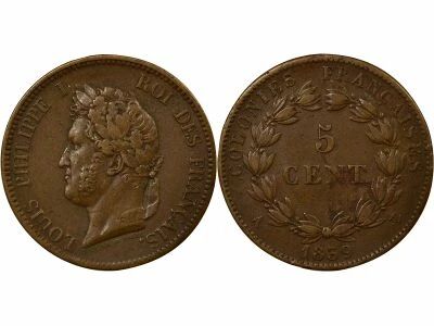 French Colonies French Guiana, Charles X - 5 Centimes - 1829 A Paris