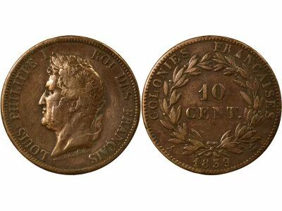 French Colonies Guadeloupe, Louis-Philip - 10 Centimes - 1839 A Paris
