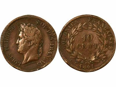 French Colonies Guadeloupe, Louis-Philip - 10 Centimes - 1841 A Paris
