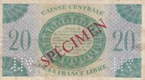 French Equatorial Africa 20 Francs Marian - France Libre - 1941 - Specimen LB924458